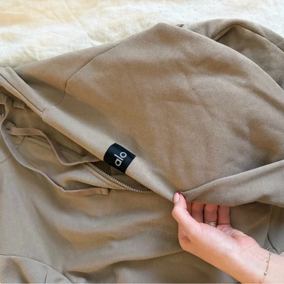 ALO Yoga Taupe Zip-Up Hoodie - Picture 2 of 3